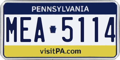 PA license plate MEA5114
