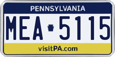 PA license plate MEA5115