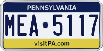 PA license plate MEA5117