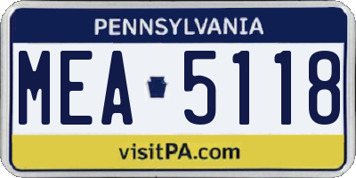 PA license plate MEA5118