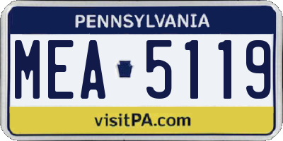 PA license plate MEA5119