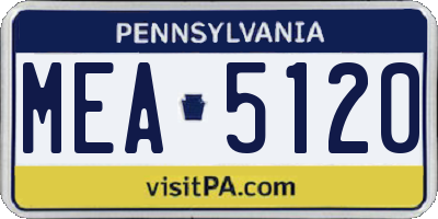 PA license plate MEA5120