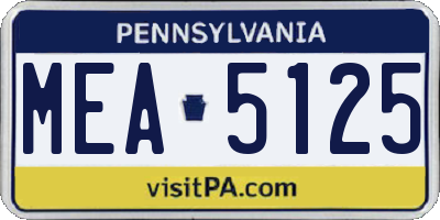 PA license plate MEA5125