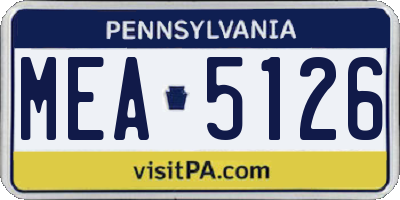 PA license plate MEA5126