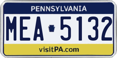 PA license plate MEA5132