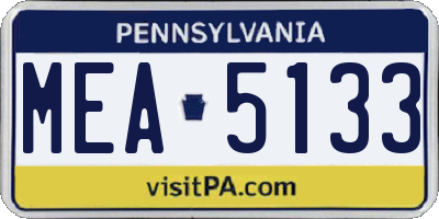 PA license plate MEA5133
