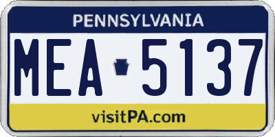 PA license plate MEA5137