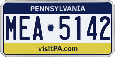 PA license plate MEA5142