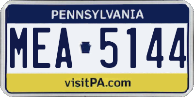 PA license plate MEA5144