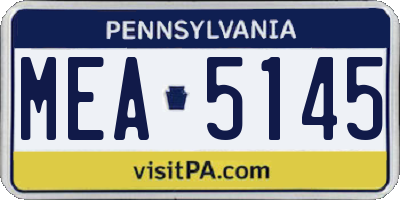 PA license plate MEA5145