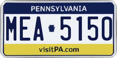 PA license plate MEA5150