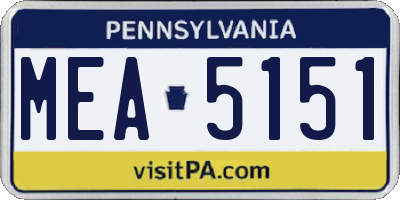 PA license plate MEA5151
