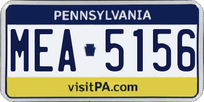 PA license plate MEA5156
