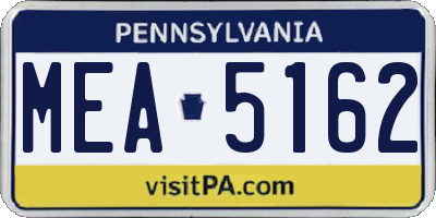 PA license plate MEA5162