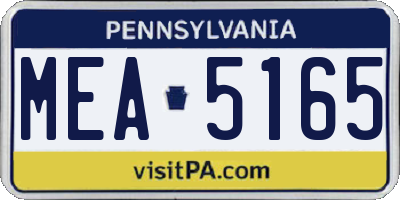 PA license plate MEA5165