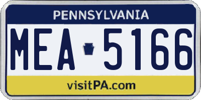 PA license plate MEA5166