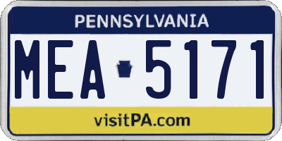 PA license plate MEA5171