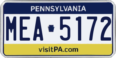 PA license plate MEA5172