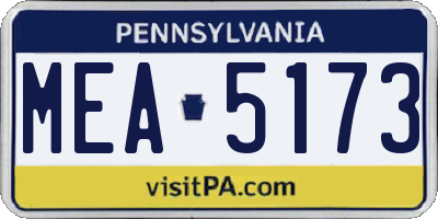 PA license plate MEA5173