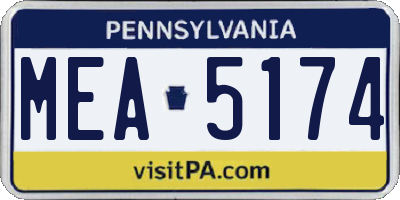 PA license plate MEA5174