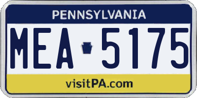 PA license plate MEA5175