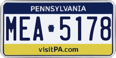 PA license plate MEA5178