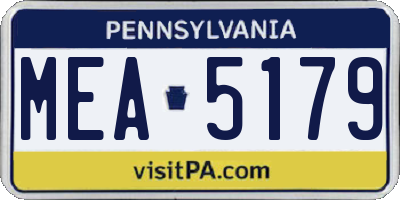 PA license plate MEA5179