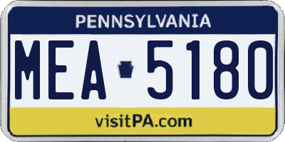 PA license plate MEA5180