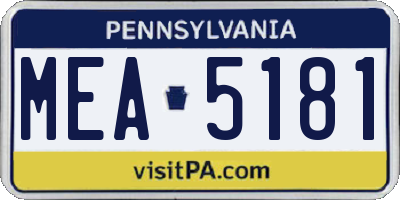 PA license plate MEA5181