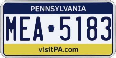 PA license plate MEA5183
