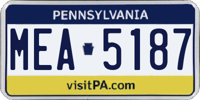 PA license plate MEA5187