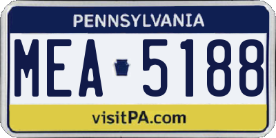 PA license plate MEA5188