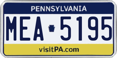 PA license plate MEA5195