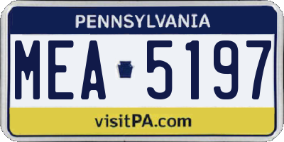 PA license plate MEA5197