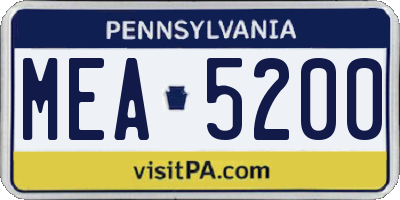 PA license plate MEA5200