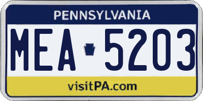 PA license plate MEA5203