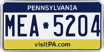 PA license plate MEA5204
