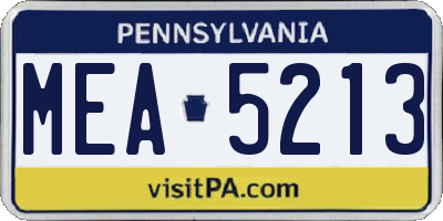 PA license plate MEA5213