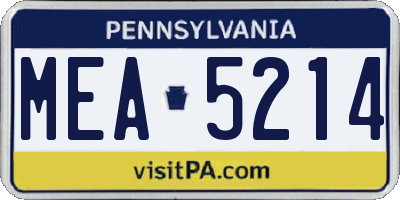 PA license plate MEA5214