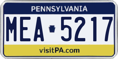 PA license plate MEA5217