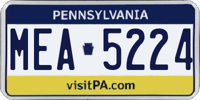 PA license plate MEA5224