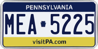 PA license plate MEA5225