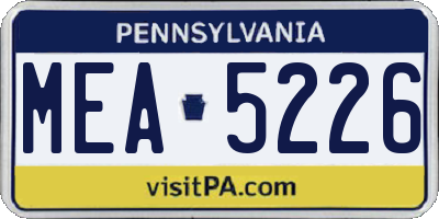 PA license plate MEA5226
