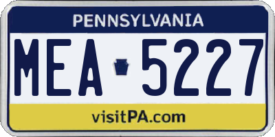 PA license plate MEA5227