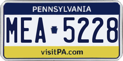 PA license plate MEA5228