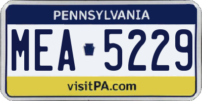 PA license plate MEA5229