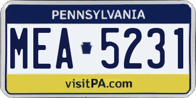 PA license plate MEA5231