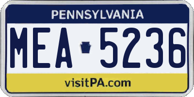 PA license plate MEA5236