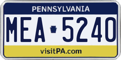PA license plate MEA5240