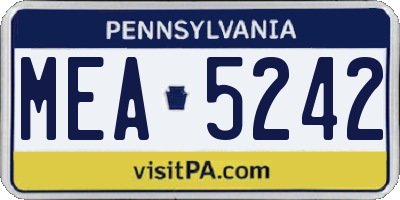 PA license plate MEA5242